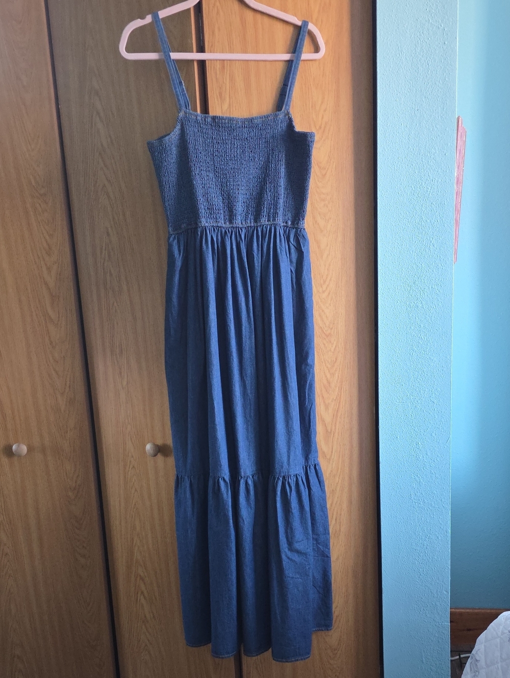Wrangler Navy Blue Smocked Maxi Dress